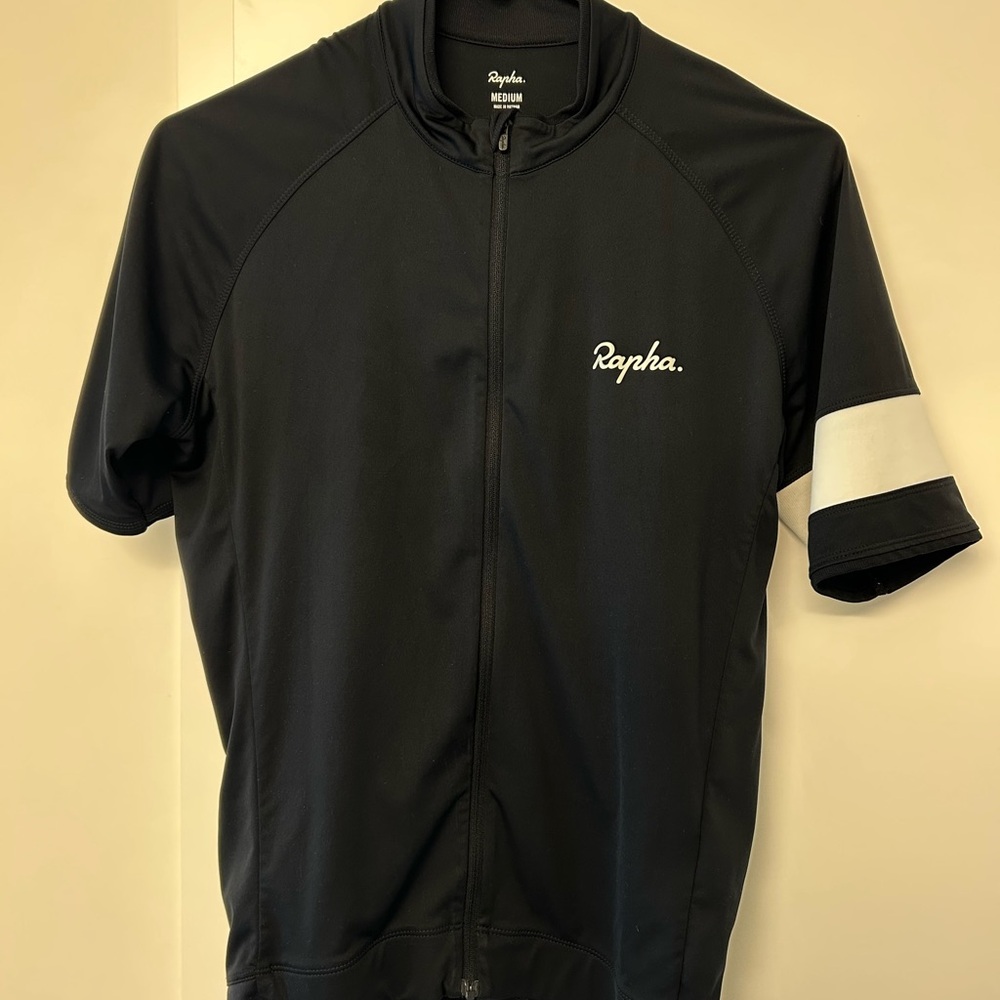 Rapha Men's Black and White Performance Core Jersey - size medium